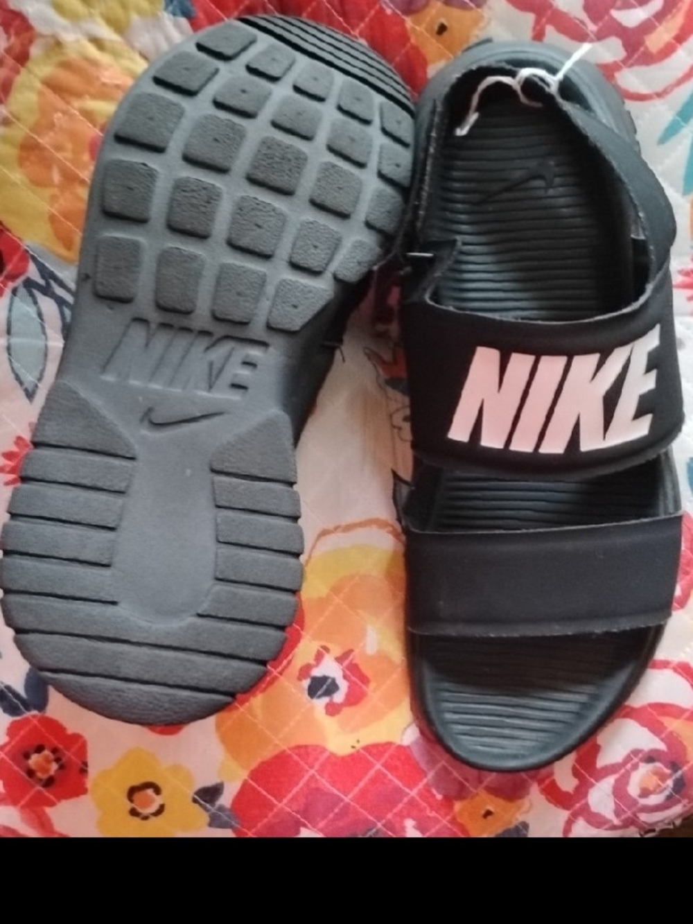 Nike Black Slide Sandals with White Logo Strap